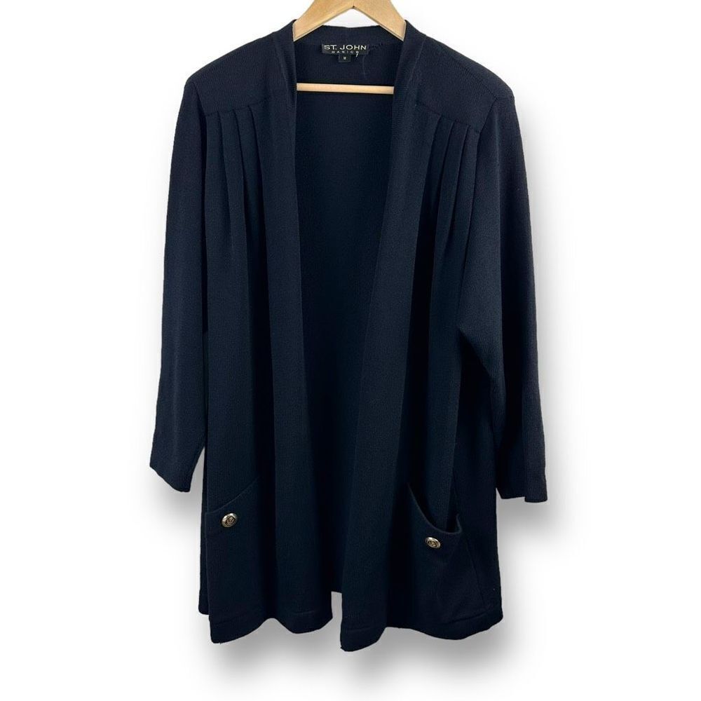 St. John Black Cardigan‎ Size 12 (Imperfect)